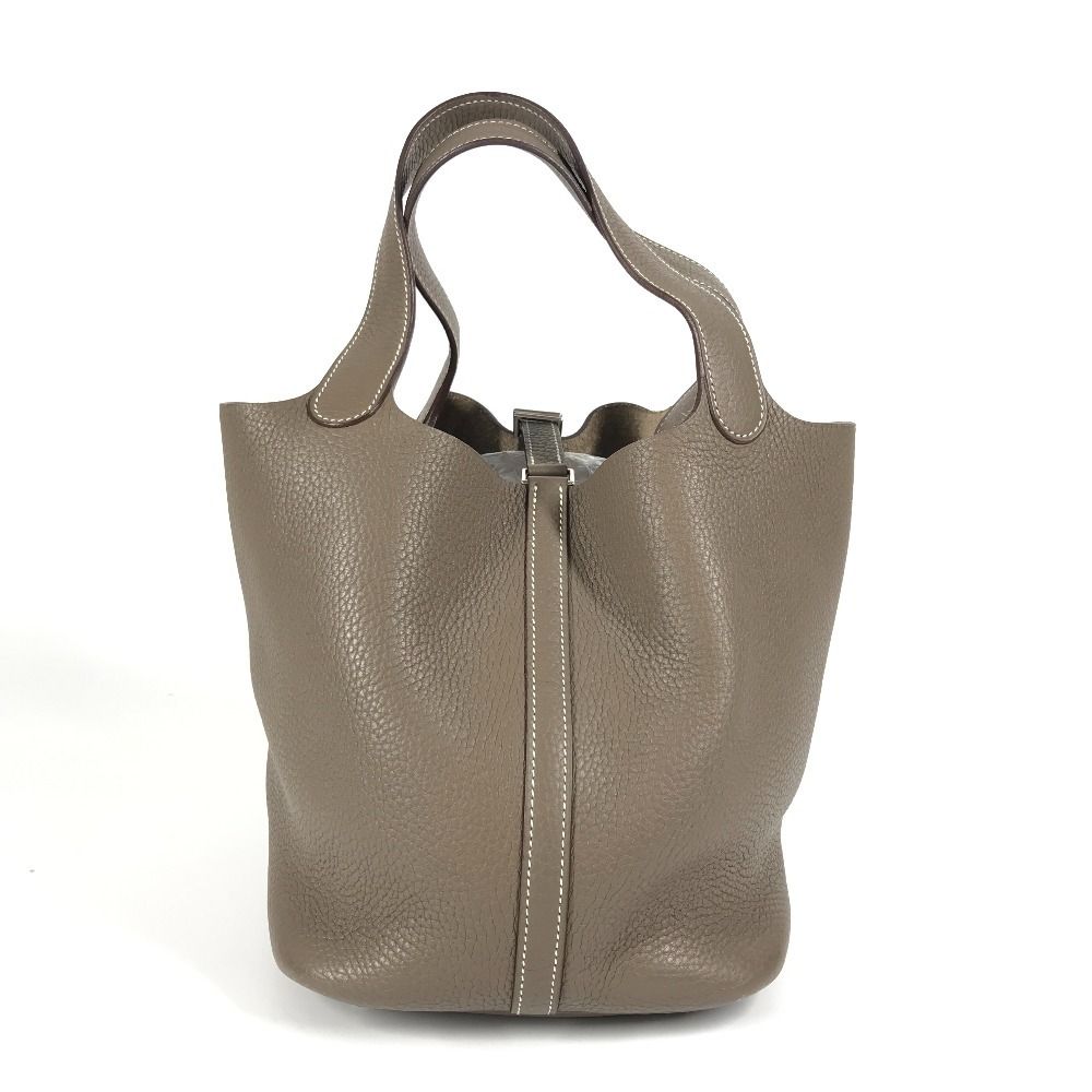 Hermes Handbag Picotin Lock Mm 22 Taurillon Clemence Etoupe Gray — view 3