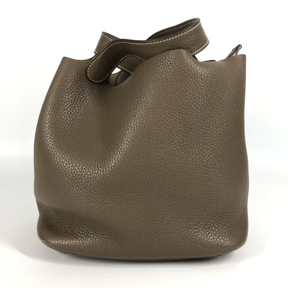 Hermes Handbag Picotin Lock Mm 22 Taurillon Clemence Etoupe Gray — view 5