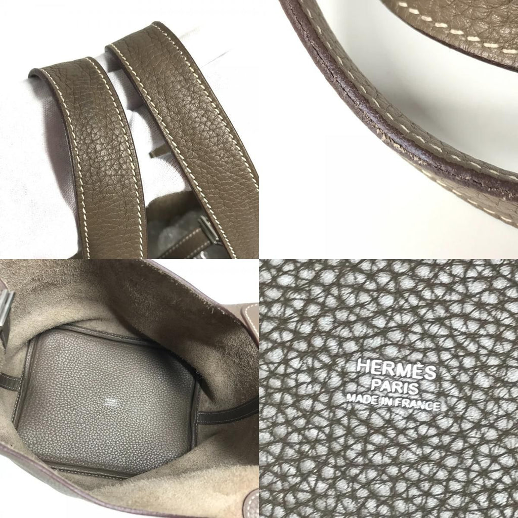 Hermes Handbag Picotin Lock Mm 22 Taurillon Clemence Etoupe Gray — view 8