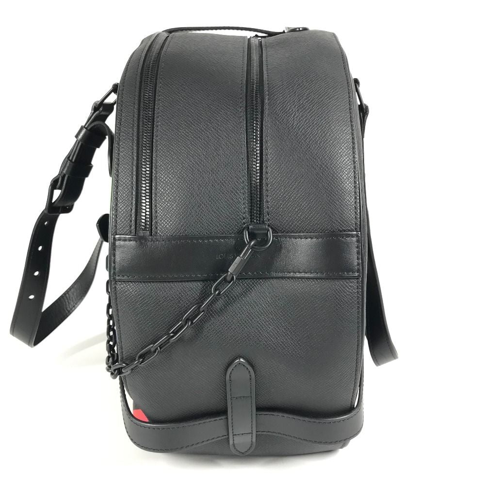 Louis Vuitton Shoulder Bag Soft Hat Trunk Taiga Leather Ardoise Black — view 4