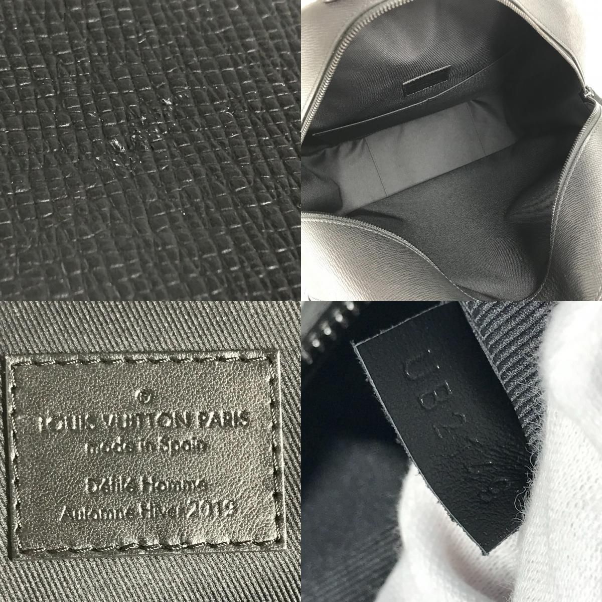 Louis Vuitton Shoulder Bag Soft Hat Trunk Taiga Leather Ardoise Black — view 8