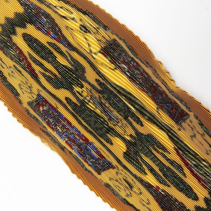 Hermes Pleated Carre Les Tambours Tambour Drum Silk Orange Scarf — view 3