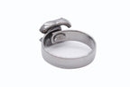 Chanel CC Logo Ring Rhinestone Metal Silver Black — view 4