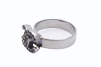 Chanel CC Logo Ring Rhinestone Metal Silver Black — view 6