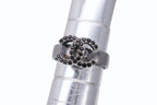 Chanel CC Logo Ring Rhinestone Metal Silver Black — view 7