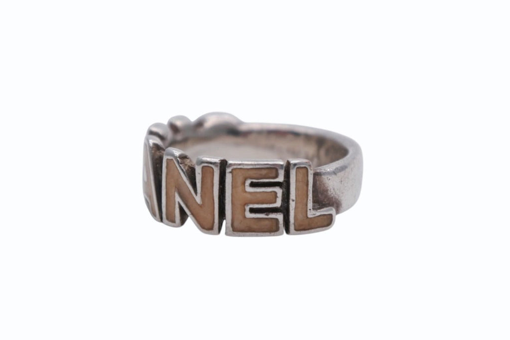 Chanel Round Logo Ring 00 Silver Ivory — view 2