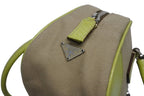Prada Mini Boston Bag Triangle Logo Leather Canvas Beige Green — view 4
