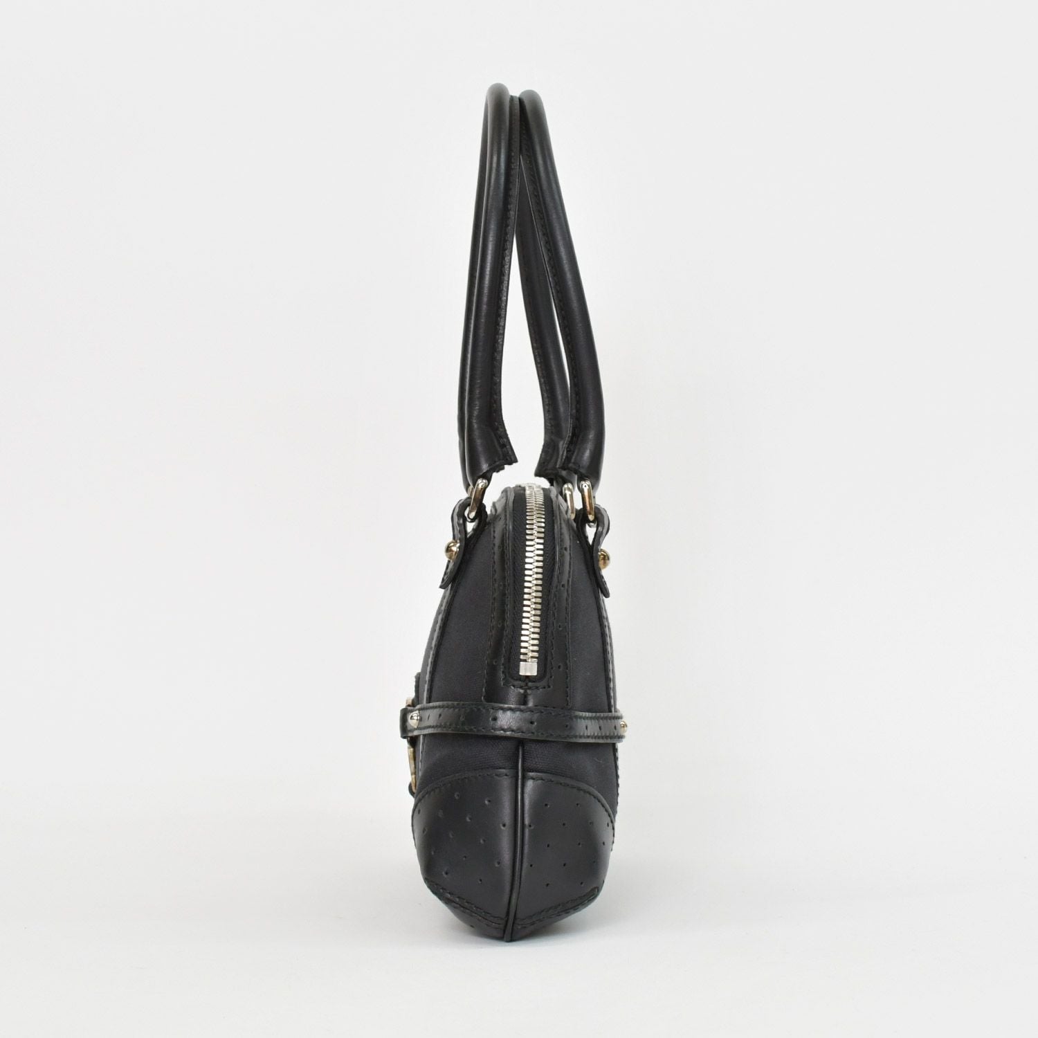 Gucci Interlocking G Handbag Canvas Leather Black Silver — view 2