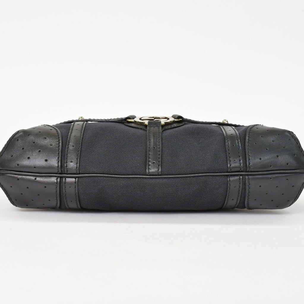 Gucci Interlocking G Handbag Canvas Leather Black Silver — view 7