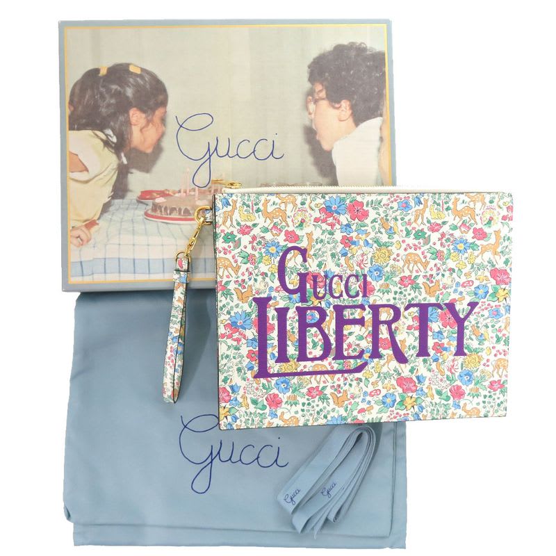 Gucci Liberty Collaboration Floral Pattern Leather White Light Blue — view 3