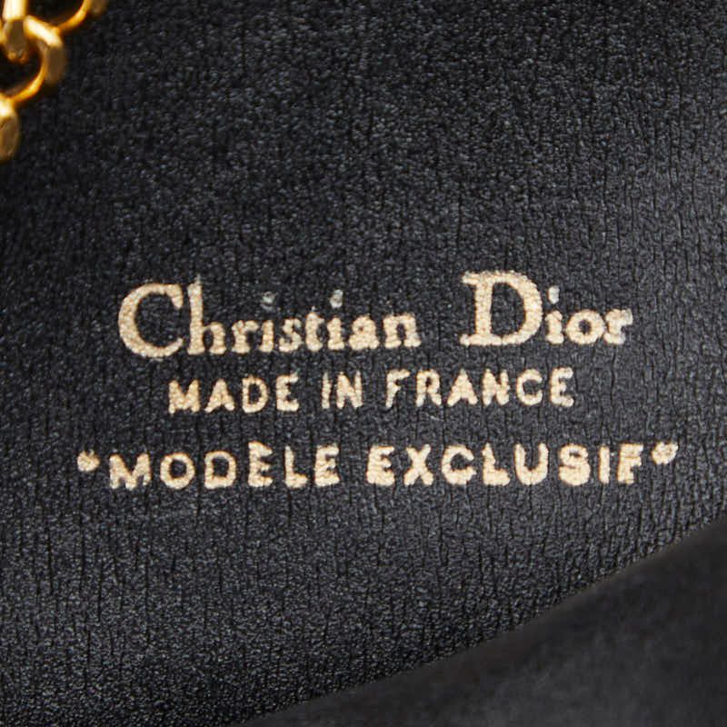 Dior Trotter Logo Chain Shoulder Bag Coin Case Purse Black Canvas — view 7