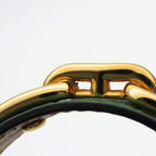 Hermes Bangle Chaine D'ancre Leather Metal Green Gold Plated GP Accessory — view 7
