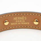 Hermes Bangle Chaine D'ancre Leather Metal Green Gold Plated GP Accessory — view 5