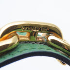 Hermes Bangle Chaine D'ancre Leather Metal Green Gold Plated GP Accessory — view 6
