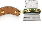 Hermes Bangle Chaine D'ancre Leather Metal Green Gold Plated GP Accessory — view 9