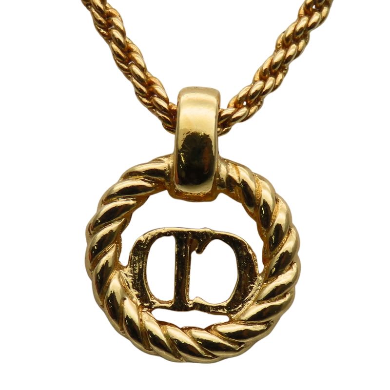 Christian Dior Necklace CD Logo Twisted Metal Gold Plated GP Accessories — view 3