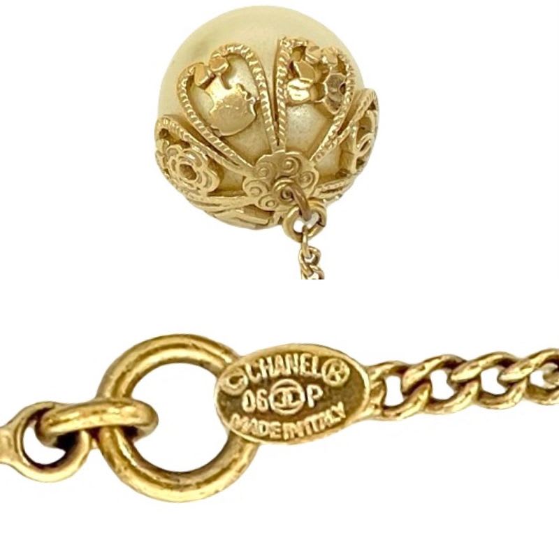 Chanel Coco Mark GP Faux Pearl Necklace Choker Pendant Accessory Gold 87989 06P — view 3