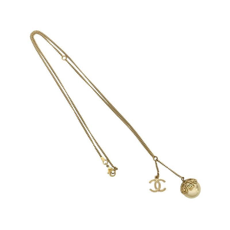 Chanel Coco Mark GP Faux Pearl Necklace Choker Pendant Accessory Gold 87989 06P — view 5