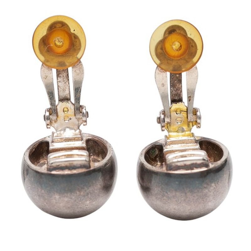 Chanel Vintage Logo Ball Motif Earrings Silver Metal — view 5