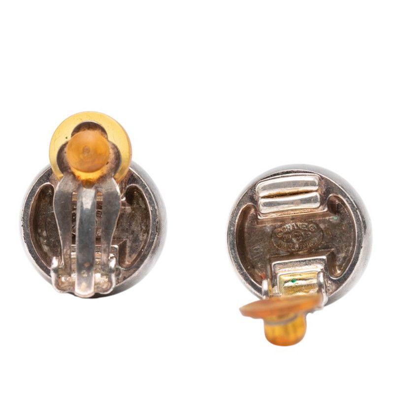 Chanel Vintage Logo Ball Motif Earrings Silver Metal — view 4