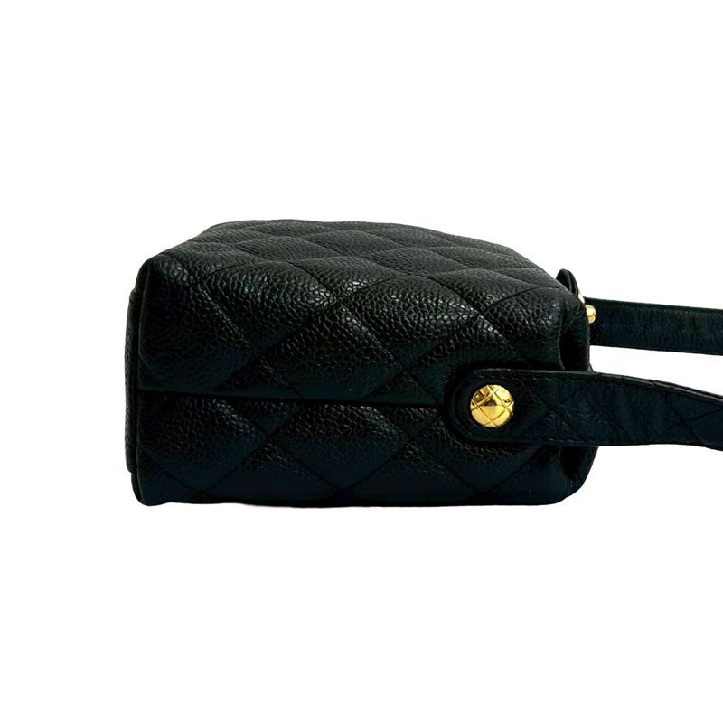 Chanel Vintage Quilted Caviar Leather Shoulder Bag Black — view 7