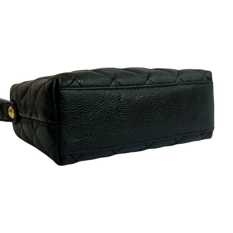 Chanel Vintage Quilted Caviar Leather Shoulder Bag Black — view 8