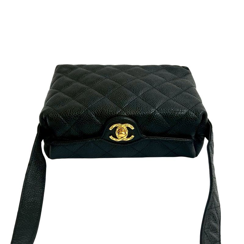 Chanel Vintage Quilted Caviar Leather Shoulder Bag Black — view 5