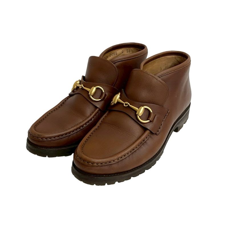 Gucci Horsebit Hardware Leather Short Boots Shoes 36 1 2 Size — view 4