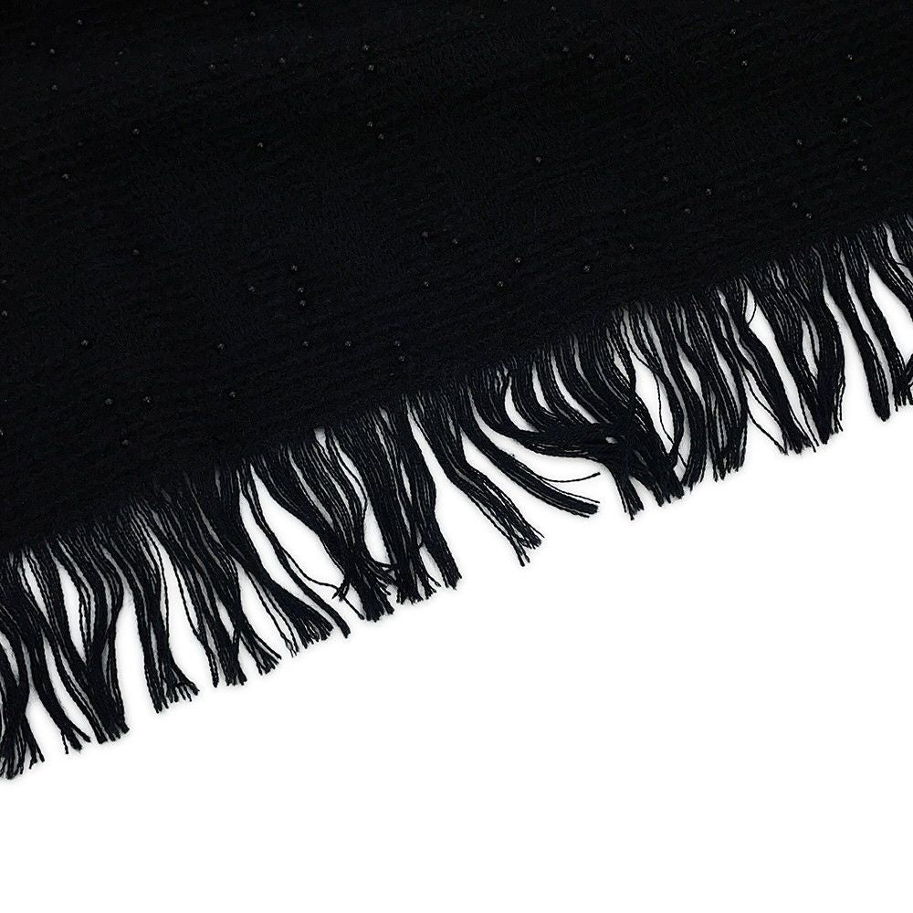 Chanel Scarf CC Logo Cashmere Beads Shawl Black — view 4