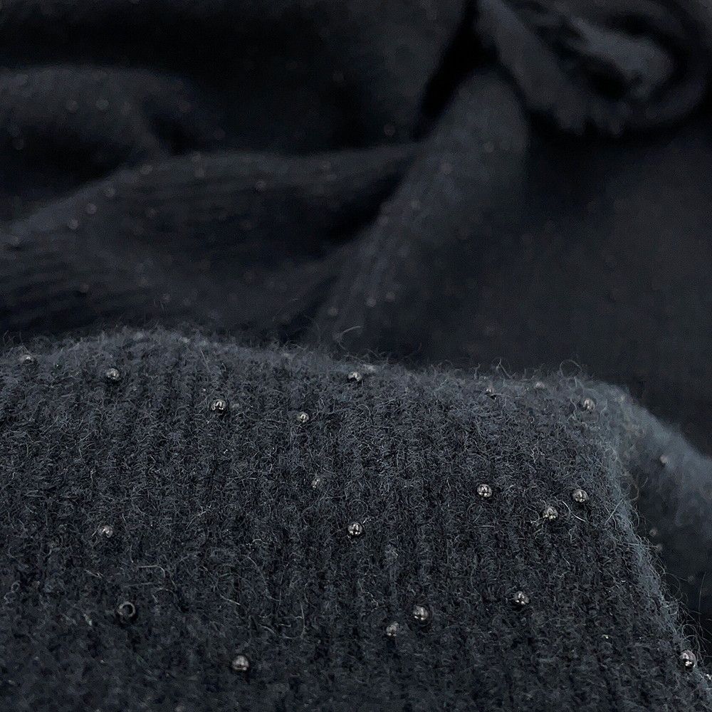 Chanel Scarf CC Logo Cashmere Beads Shawl Black — view 6