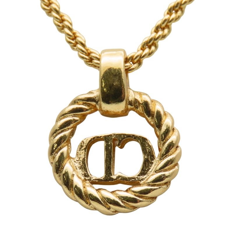 Christian Dior Necklace CD Logo Metal Gold Plated GP Accessories — view 3