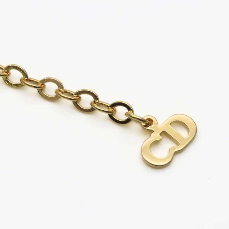 Christian Dior Necklace Logo Metal Rhinestone Gold Plated GP Accessories — view 9