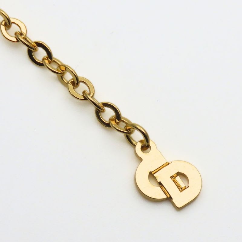 Christian Dior Necklace CD Logo Metal Rhinestone Gold Plated GP Accessories — view 7