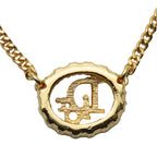 Christian Dior Necklace CD Logo Metal Rhinestone Gold Plated GP Accessories — view 3
