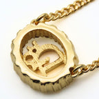 Christian Dior Necklace CD Logo Metal Rhinestone Gold Plated GP Accessories — view 5
