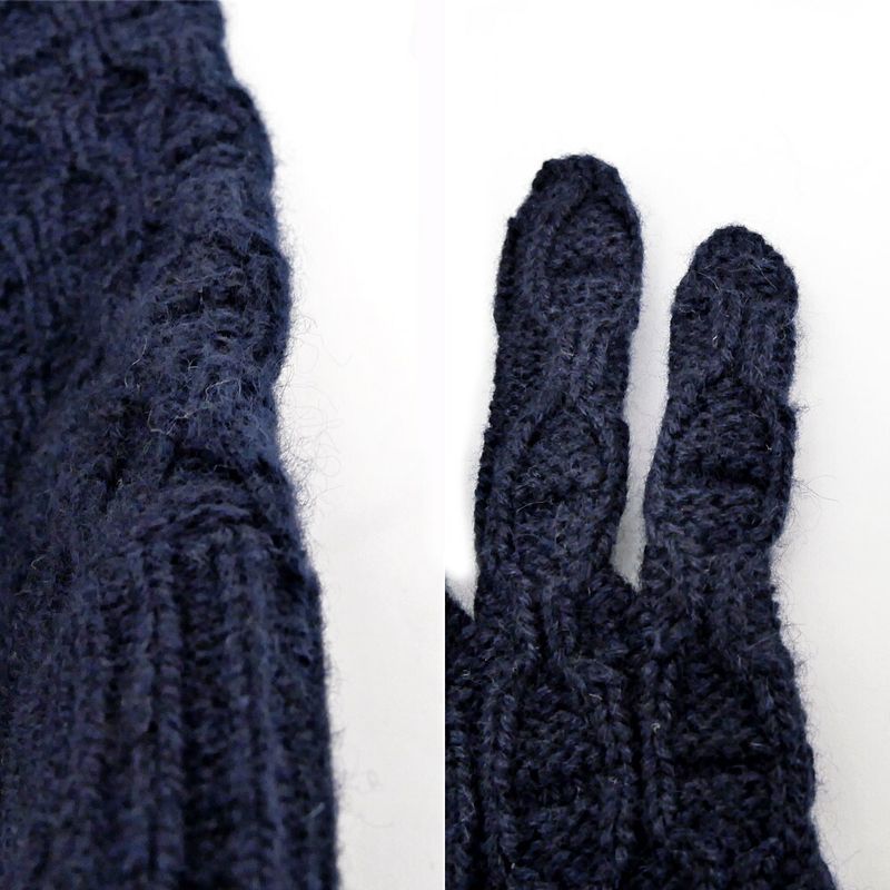 Hermes Gloves Tri Maillon Navy M Size Cashmere — view 8