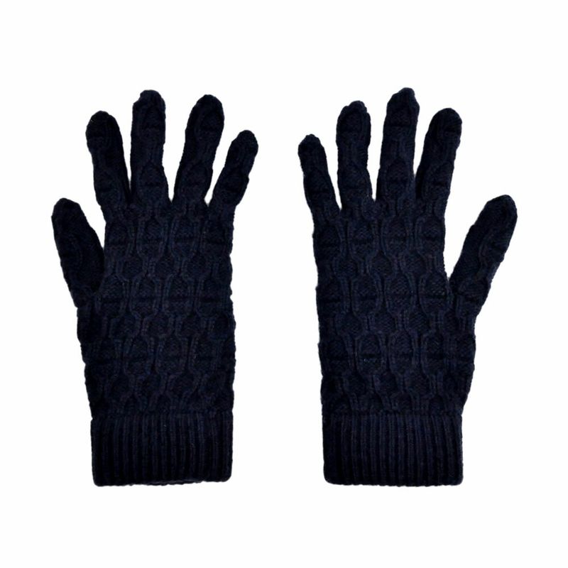 Hermes Gloves Tri Maillon Navy M Size Cashmere — view 2