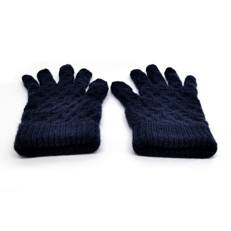 Hermes Gloves Tri Maillon Navy M Size Cashmere — view 4