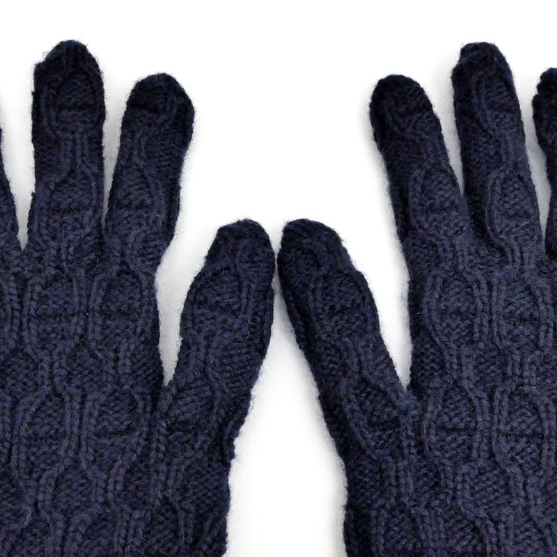 Hermes Gloves Tri Maillon Navy M Size Cashmere — view 5