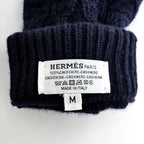 Hermes Gloves Tri Maillon Navy M Size Cashmere — view 6