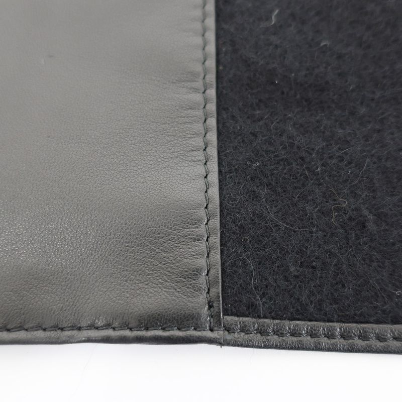 Loewe Shawl Muffler With Pocket Black Leather Cashgora Apparel Scarf — view 5