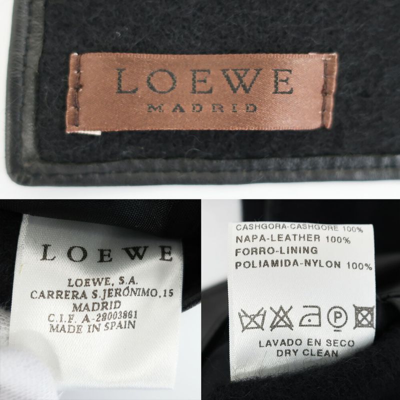Loewe Shawl Muffler With Pocket Black Leather Cashgora Apparel Scarf — view 8