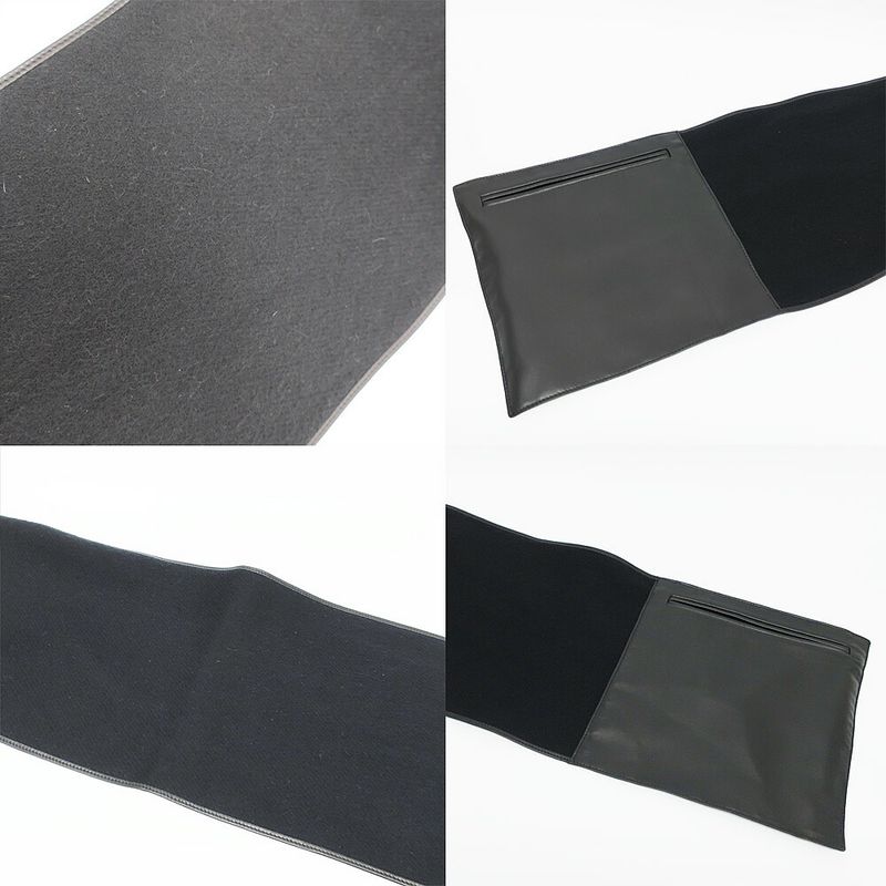 Loewe Shawl Muffler With Pocket Black Leather Cashgora Apparel Scarf — view 6