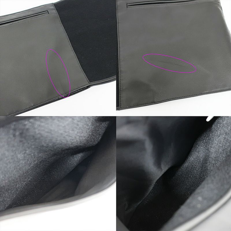 Loewe Shawl Muffler With Pocket Black Leather Cashgora Apparel Scarf — view 7