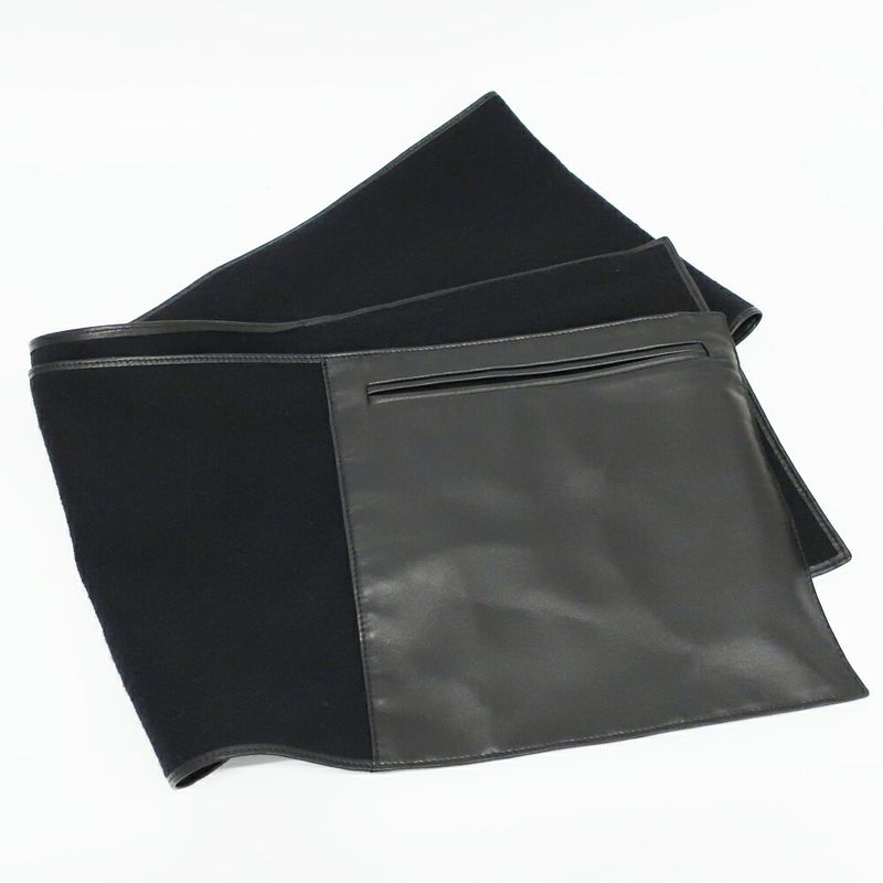 Loewe Shawl Muffler With Pocket Black Leather Cashgora Apparel Scarf — view 9