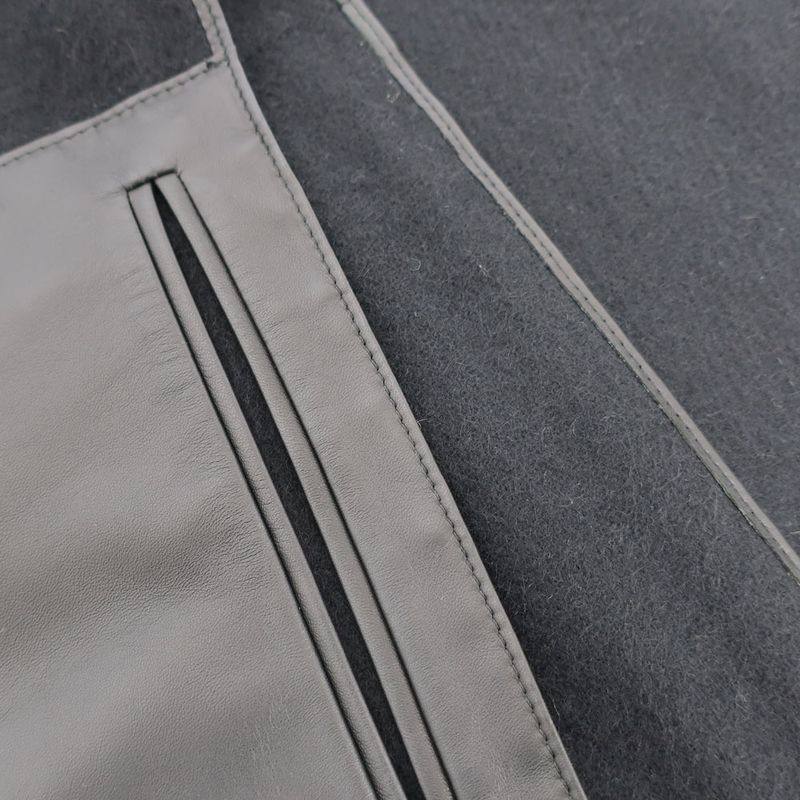 Loewe Shawl Muffler With Pocket Black Leather Cashgora Apparel Scarf — view 4
