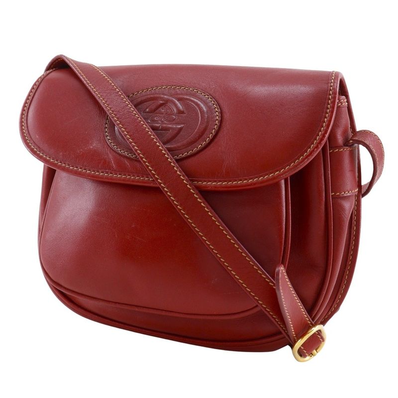 Gucci Vintage Interlocking G 001.904.1059 Calf Red Shoulder Bag — view 2