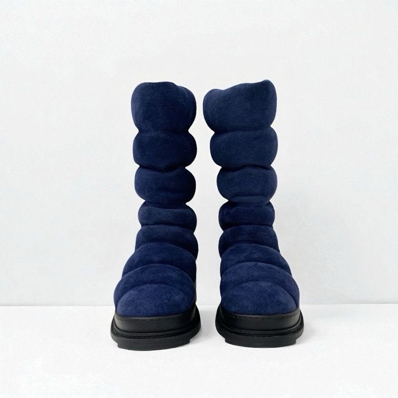 Chanel Boots Short Shoes Suede Navy Black Middle Snow — view 2