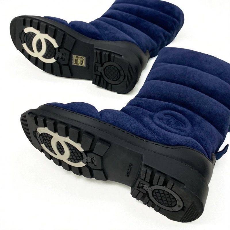 Chanel Boots Short Shoes Suede Navy Black Middle Snow — view 6