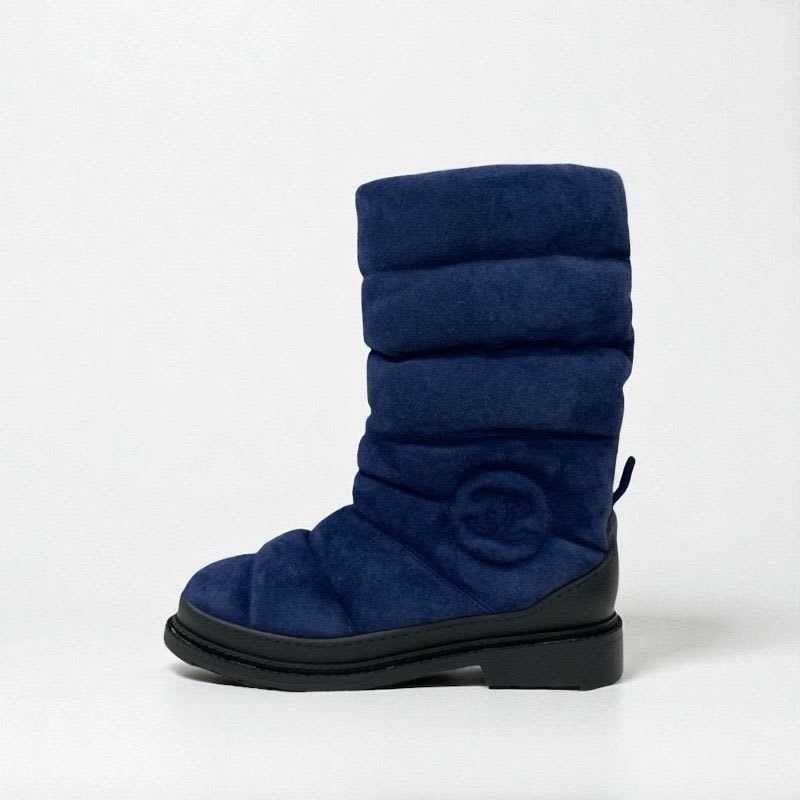 Chanel Boots Short Shoes Suede Navy Black Middle Snow — view 3
